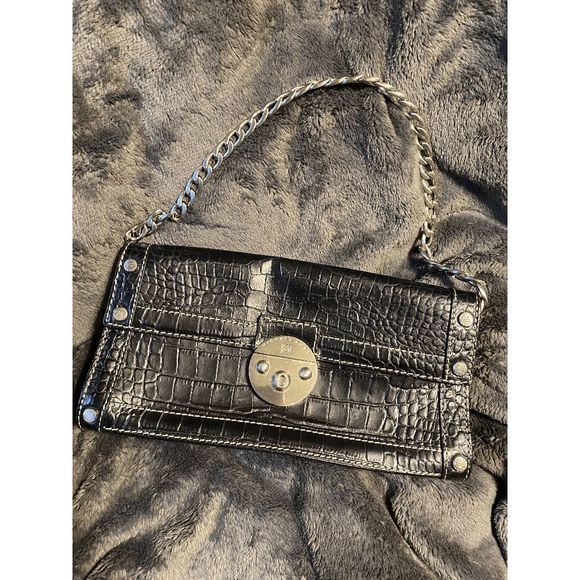 MICHAEL KORS Black MEDIUM FLAP SHOULDER CHAIN SIGNATURE BAG - Picture 1 of 8